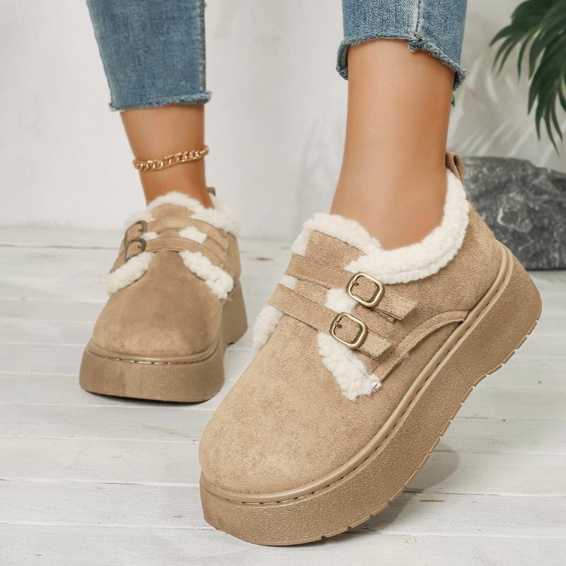 Женские туфли на платформе Birkenstock, зимние мокасины с плюшевой подкладкой, увеличивающие рост пушистые зимние ботинки для женщин