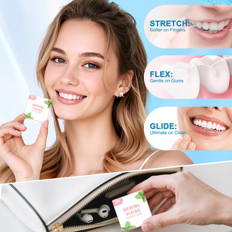 Portable 50M Dental Flosser Oral Care Essential Floss Roll Toothpicks Dentistry Floss With Case Dental Hygiene Teeth Clean Tools