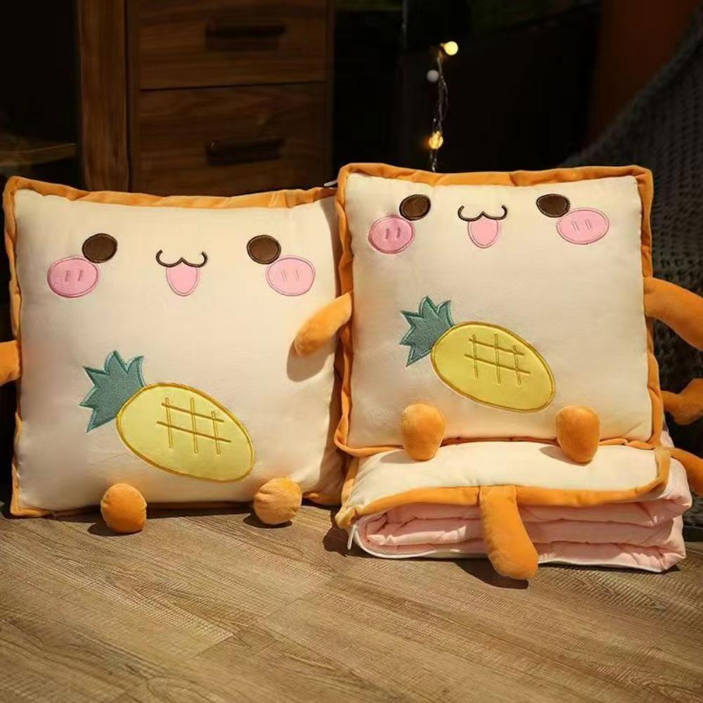 Soft Travel Blanket Comfortable Car Pillow Cartoon Embroidery 2 in 1 Pillow Blanket  Household