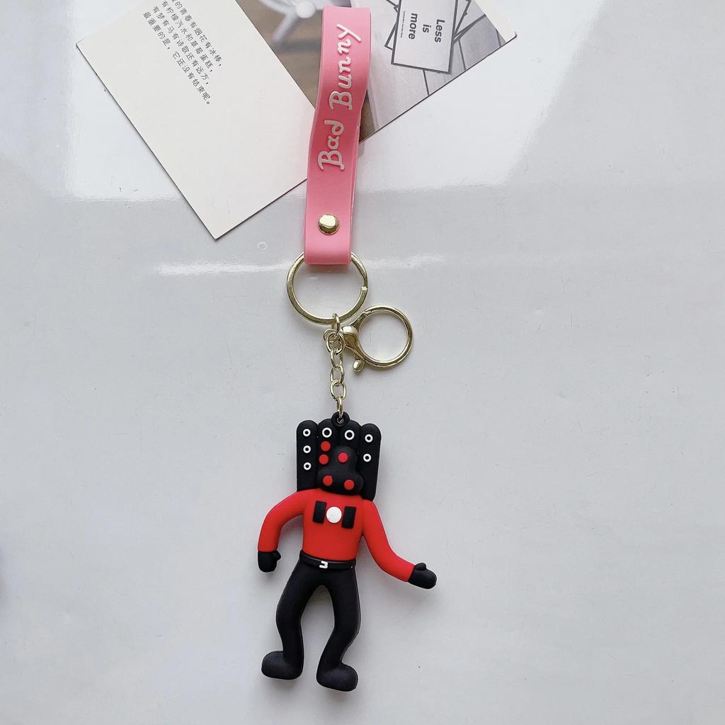 Cuphead Keychain Anime Cartoon Mugman Figures Doll Skibidi Toilet Man Keyring Pendent Car Key Chains Kids Toys Christmas Gifts