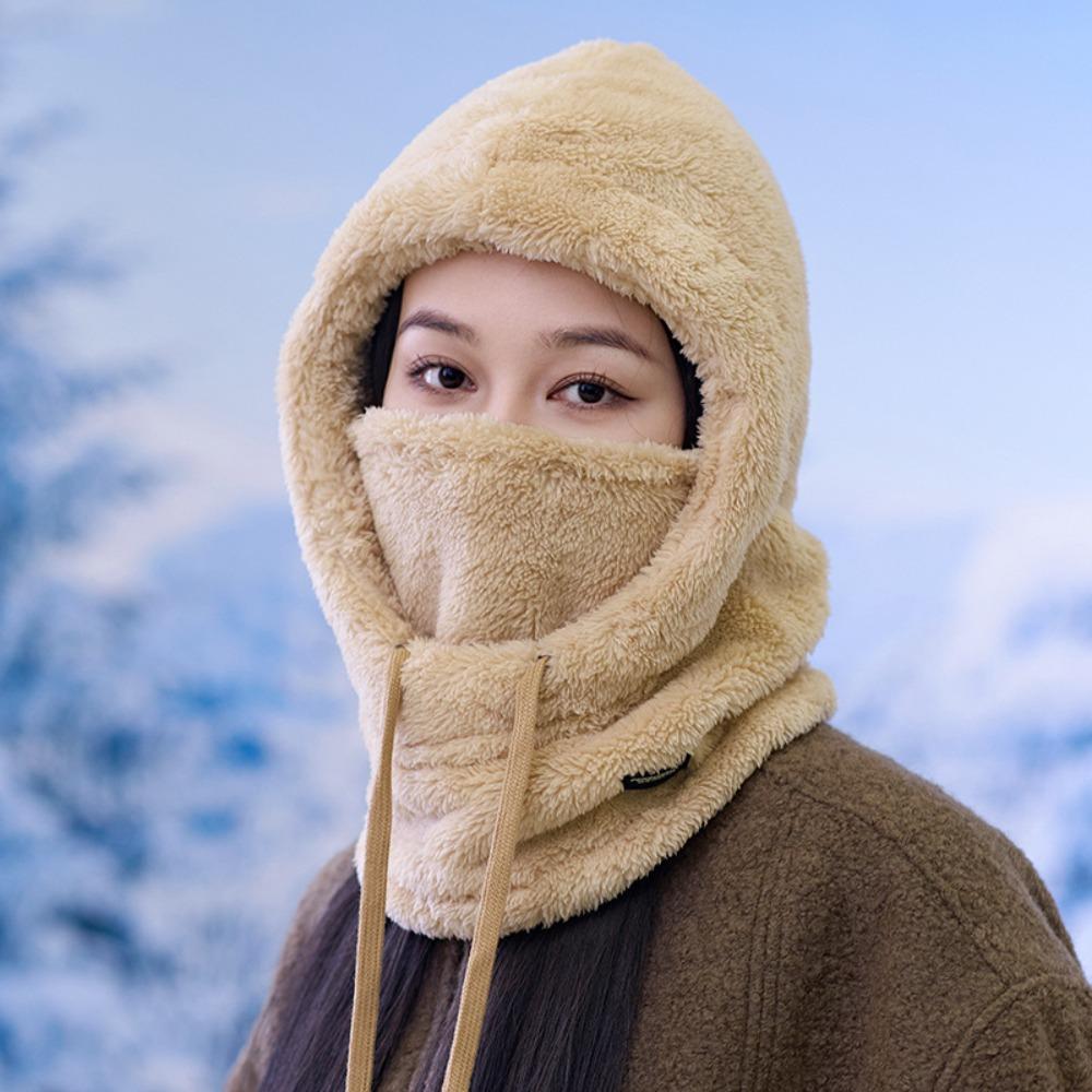 Solid Color Winter Balaclava Hood Ski Mask Hat Simple Cycling Windproof Cap Men