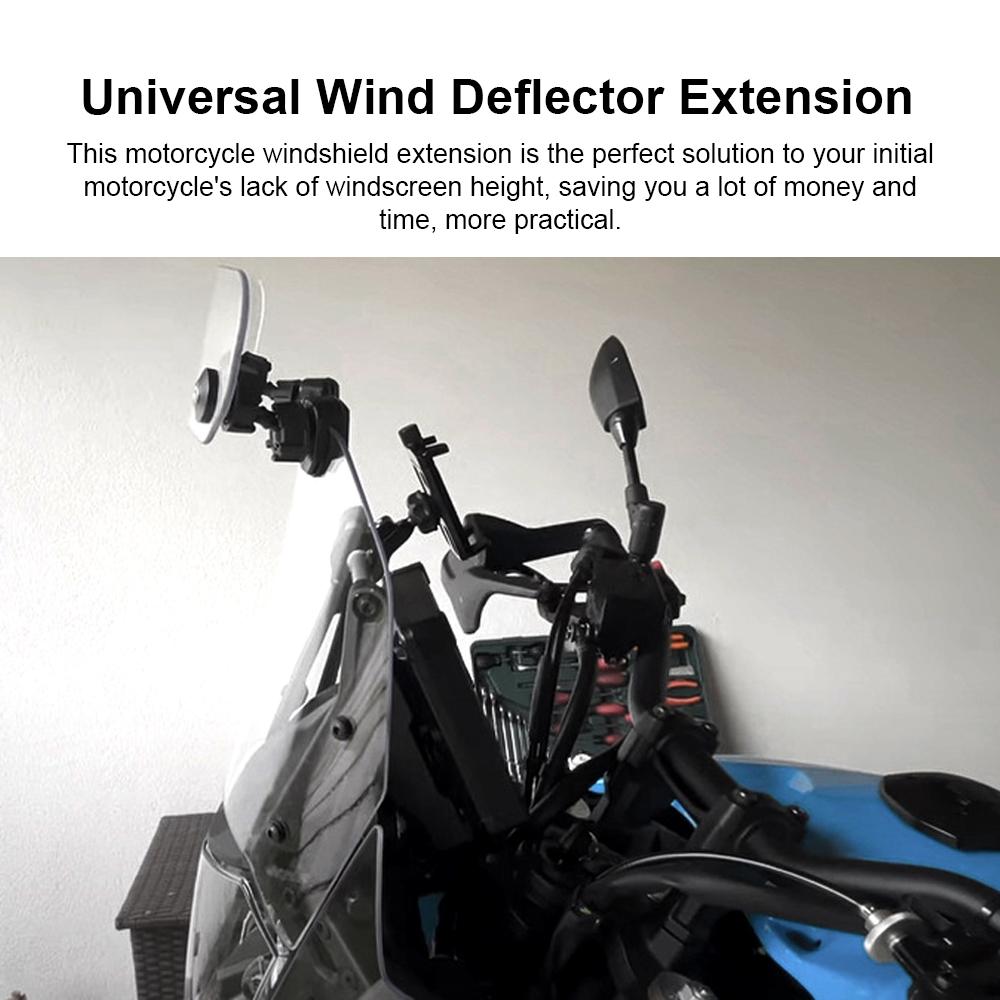 Motorcycle Windshield Extension Universal Adjustable Airflow Windscreen Extender Fits All Motobikes (Transparent)
