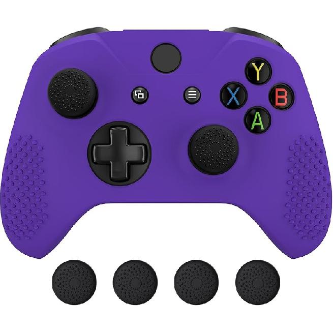 EXtremeRate PlayVital Мягкая противоскользящая силиконовая накладка на контроллер, накладки на стики, защитный чехол для контроллера Xbox One X S - Черный