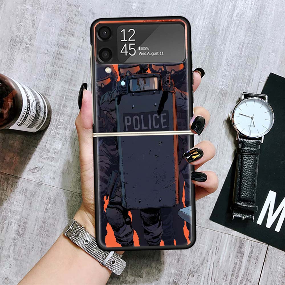 Полиция SWAT ФБР Чехлы Для Samsung Galaxy Z Flip 4 5 6 7 3 Z Flip7 Flip6 Flip4 Flip5 Flip3 5G Жесткий Ударопрочный Чехол Fundas Galaxy