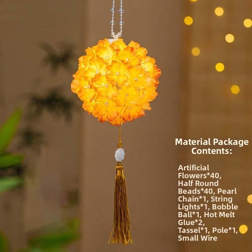 DIY Material Kit Handmade Hydrangea Lantern Glowing Floral Flower Ball Lamp Ancient Style Luminous Handheld Light Kids Craft
