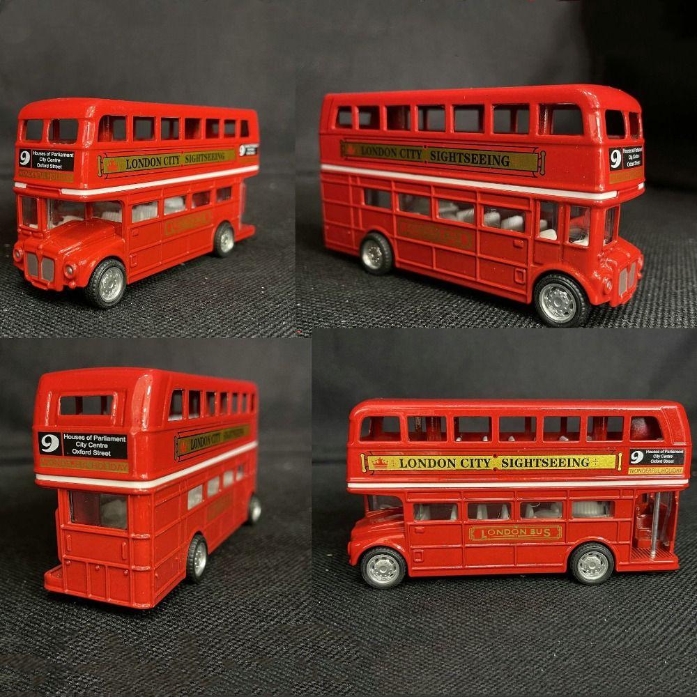 Double Decker Travel Bus Model Simulation Pull Back Vehicle Antique Bus Car Model Kids Toy