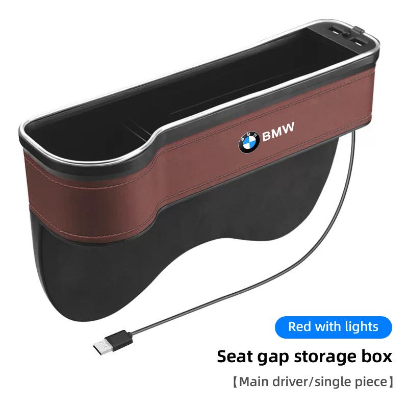 LED Light Car Seat Gap Storage Case Box For BMW F30 E90 F20 E46 E60 E70 E39 E36 Car Interior Storage Pocket Cup Holder keychain