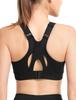 Yvette Sports Adjustable Side Hook and Loop Size 2XL Black Women's Bra, Breathable, Quick-Drying, Mesh, Straps, Closure, Wireless, One-Piece Cup,