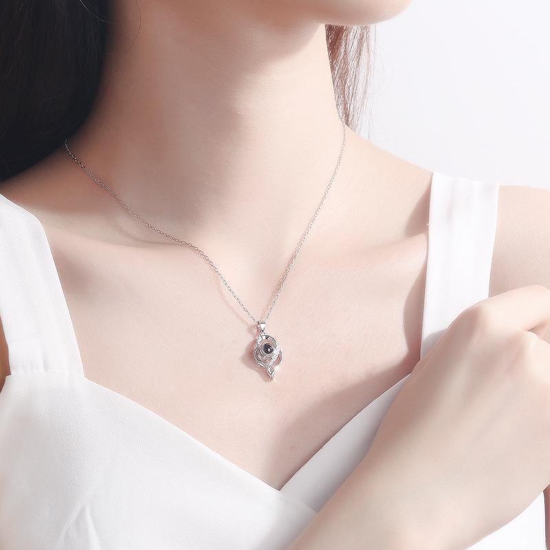 Ожерелье с подвеской в виде проекции любви из стерлингового серебра S925 пробы с надписью «Я люблю тебя» на 100 языках