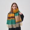 New Winter Plaid Cashmere Scarf Women Luxury Warm Shawls Poncho Tassel Thickened Men Unisex Neck Pashmina Scarf Rainbow Echarpe