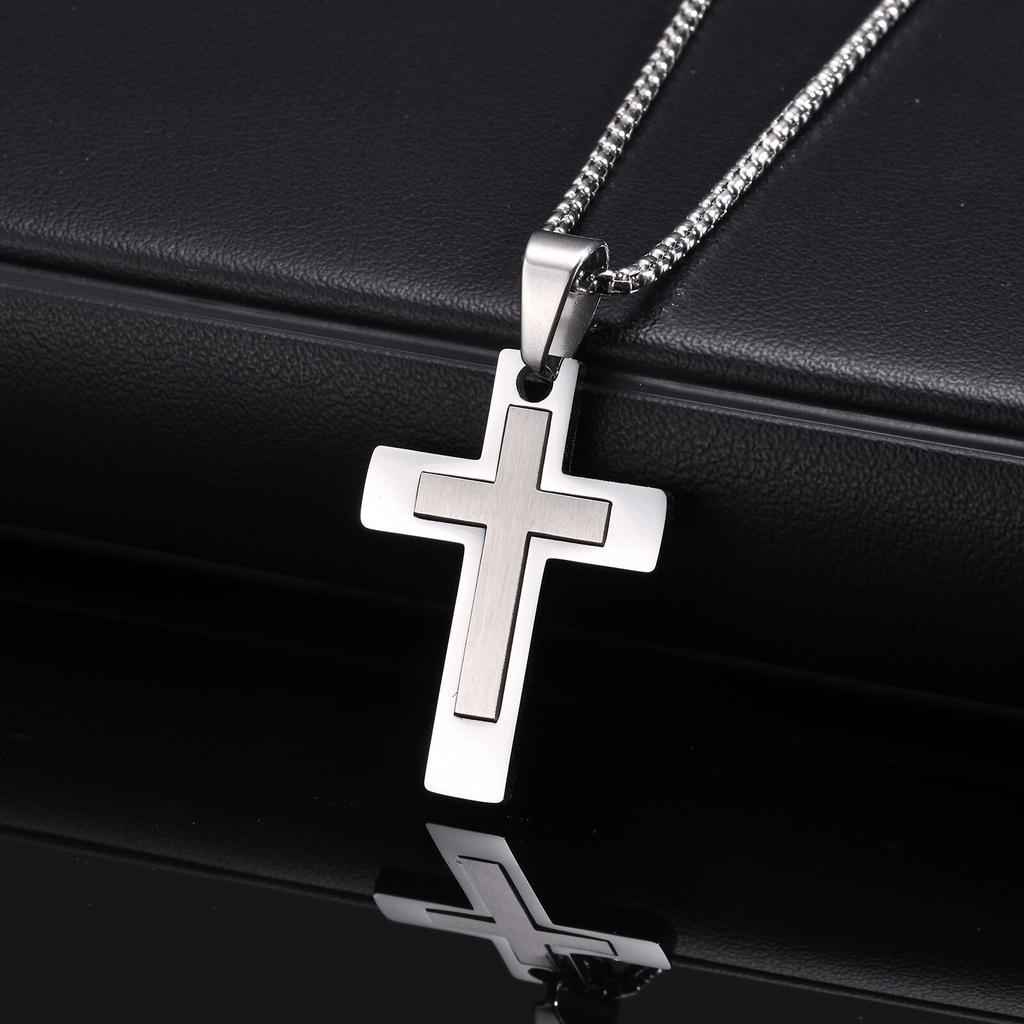 Мужские и мальчишеские necklaces с подвеской в виде креста, водонепроницаемые necklaces из нержавеющей стали, христианские религиозные украшения для молитвы, подарок