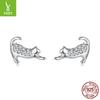 S925 Sterling Silver Cat Mini Stud Earrings, Playful And Cute Kitten Stud Earrings.