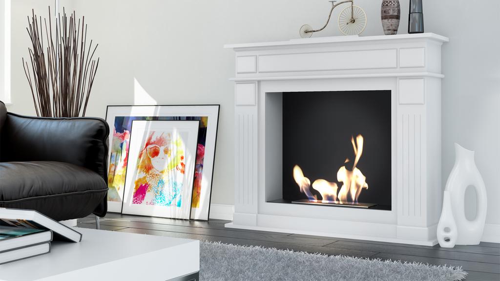 Portal Bioethanol fireplace NOVEMBER TÜV white with glazing set