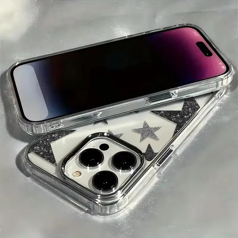 Прозрачный чехол для телефона с модным узором «Сияющая звезда» для iPhone 17 Air 16 e 15 14 13 12 11 Pro Max Plus SE Задняя крышка