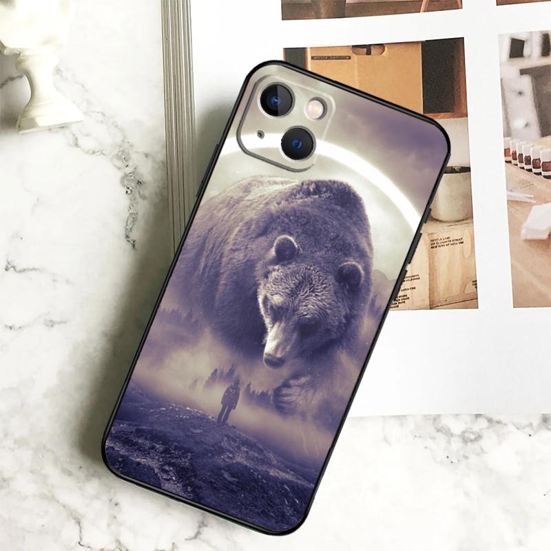 Cartoon Grizzly Bear Phone Case For iPhone 17 16 14 13 12 11 15 Pro Max Plus 12 13 Mini 16e 17 Air Cover Coque