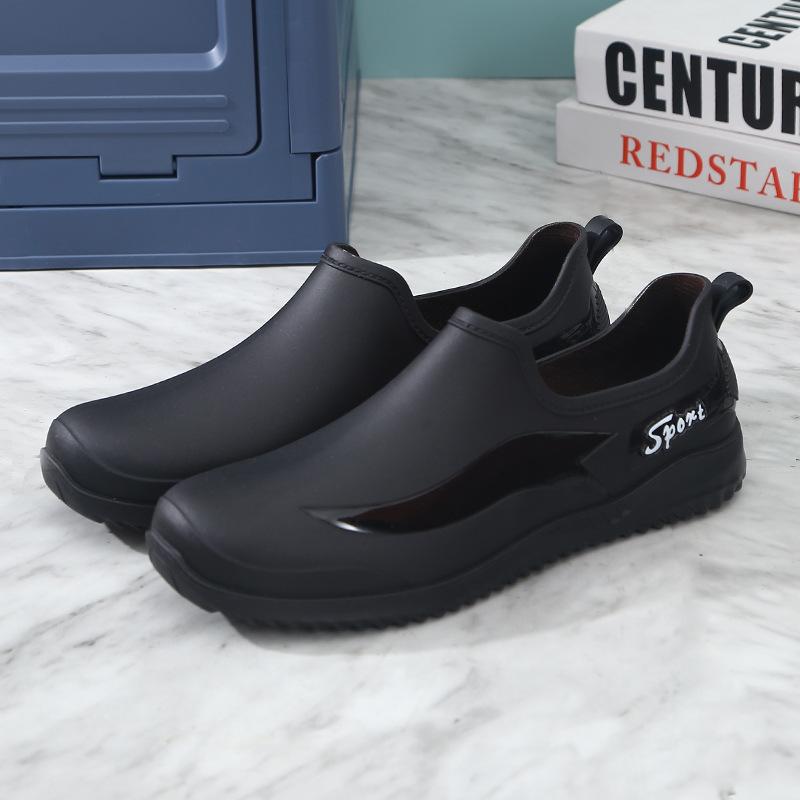Низкие резиновые дождевые ботинки водонепроницаемые и нескользящие водные ботинки мужские взрослые теплые водонепроницаемые ботинки с мелким вырезом нескользящие резиновые ботинки