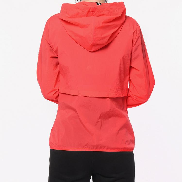 Adidas Ветровка с трехполосным принтом и капюшоном, женская верхняя одежда, красный EH3909