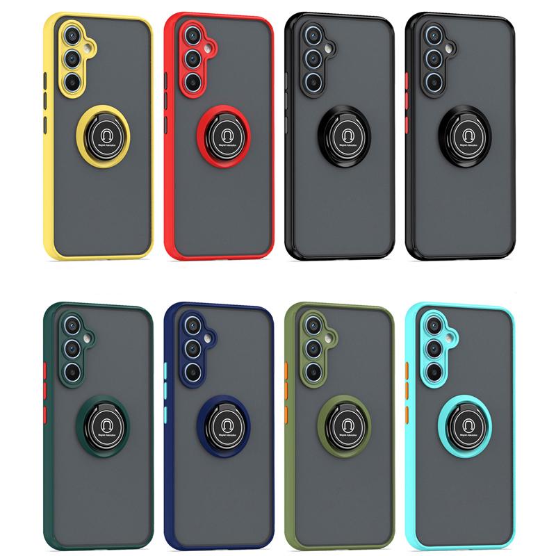 Funda A55 5G Stand Matte Phone Case For Samsung Galaxy A55 A54 A14 A35 A25 A15 Magnetic Ring Folding Bracket Frosted Back Cover