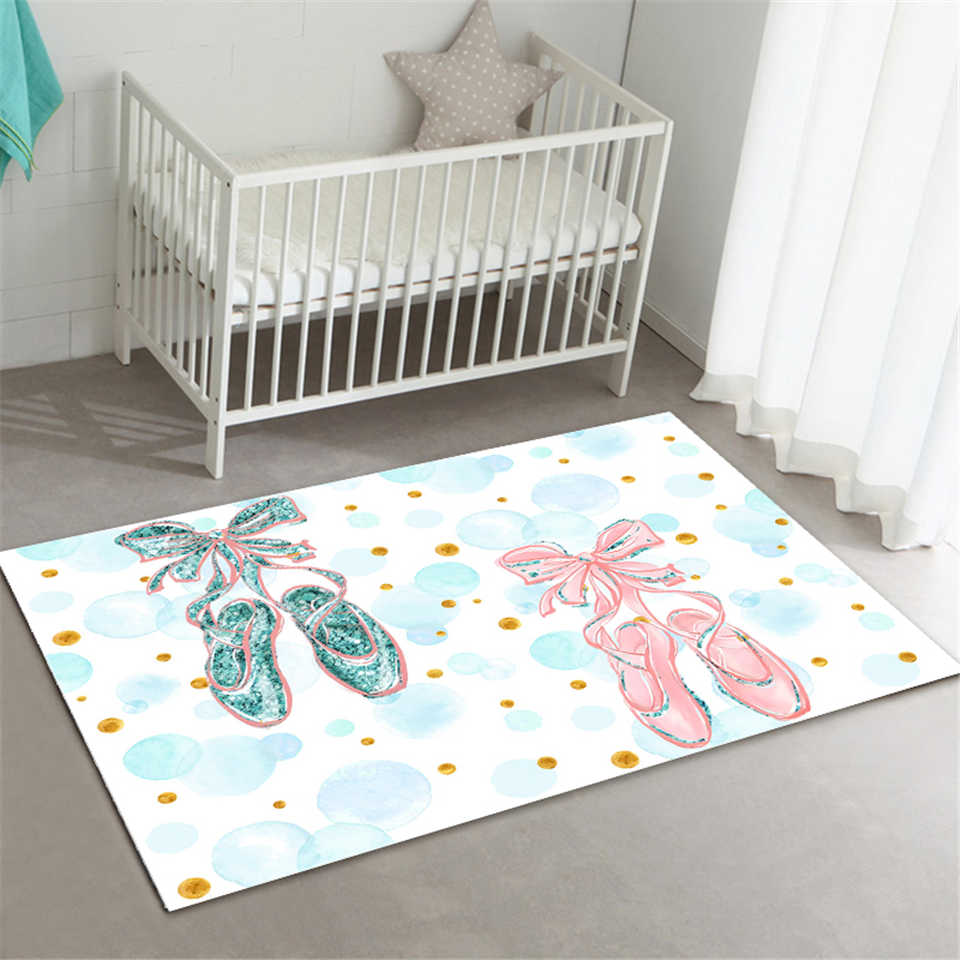 Милый мультфильм танцующая балерина для девочек, детский ковер для девочек, нескользящий ковер для спальни, украшение для детской комнаты, изголовье, игровой коврик