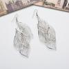 1 пара женских висячих сережек из нержавеющей стали, изысканные висячие формы с загнутыми краями в форме листа