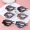 Fashion Women Hairpins Flexible Headwear Rhinestone Hair Clip Heart  Flower Acrylic Hollow Claws