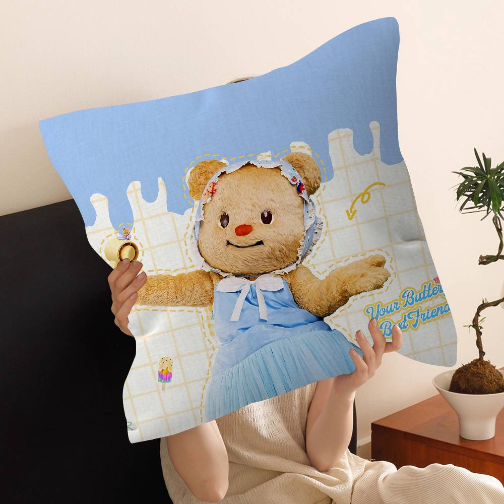 Cute B-Butter Bear 45*45Cm Cushion Cover Pillow Cover Decor Pillowcase Home Pillowcase For Couch Pillow