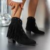 Женские ботильоны Chelsea с бахромой, туфли на высоком каблуке с острым носком, зимняя дизайнерская новая тенденция 2025 года в готическом стиле, массивные, повседневные, зимние ботинки Mujer
