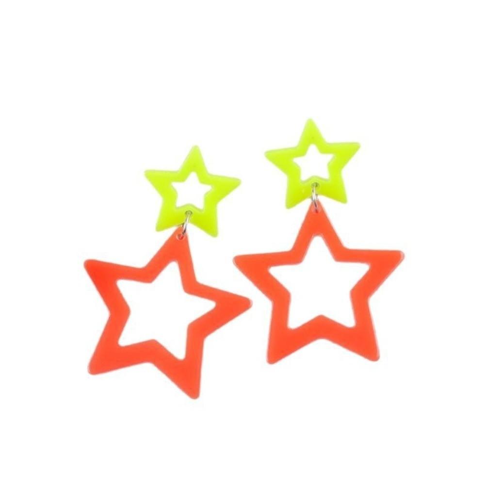 Y2K Star Pendant Earrings Geometric Pentagram Hollow Star Earrings Geometric Earrings Daily Wear