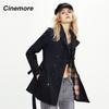 Cinemore 2022 Новый женский плащ, классический двубортный средней длины, британский деловой пояс, верхняя одежда, женские пальто, топы 82012