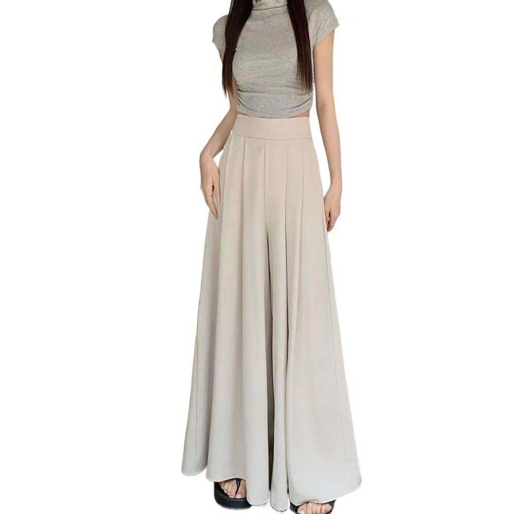 Большие широкие брюки с высокой талией, плиссированные брюки-кюлоты, простые женские шаровары, женские