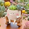 1 шт. Милый керамический горшок для суккулентов – Мини-кашпо в виде улыбающегося кресла-качалки для декора дома и сада