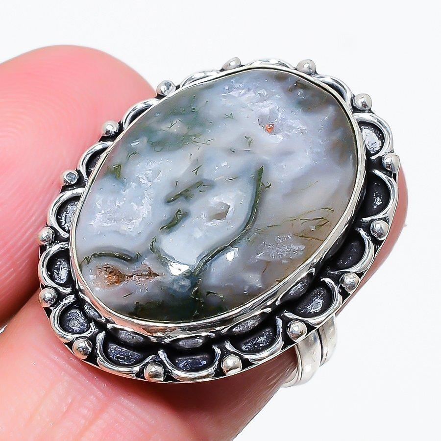 Tree Agate Gemstone 925 Sterling Silver Jewelry Ring Size 8 m454