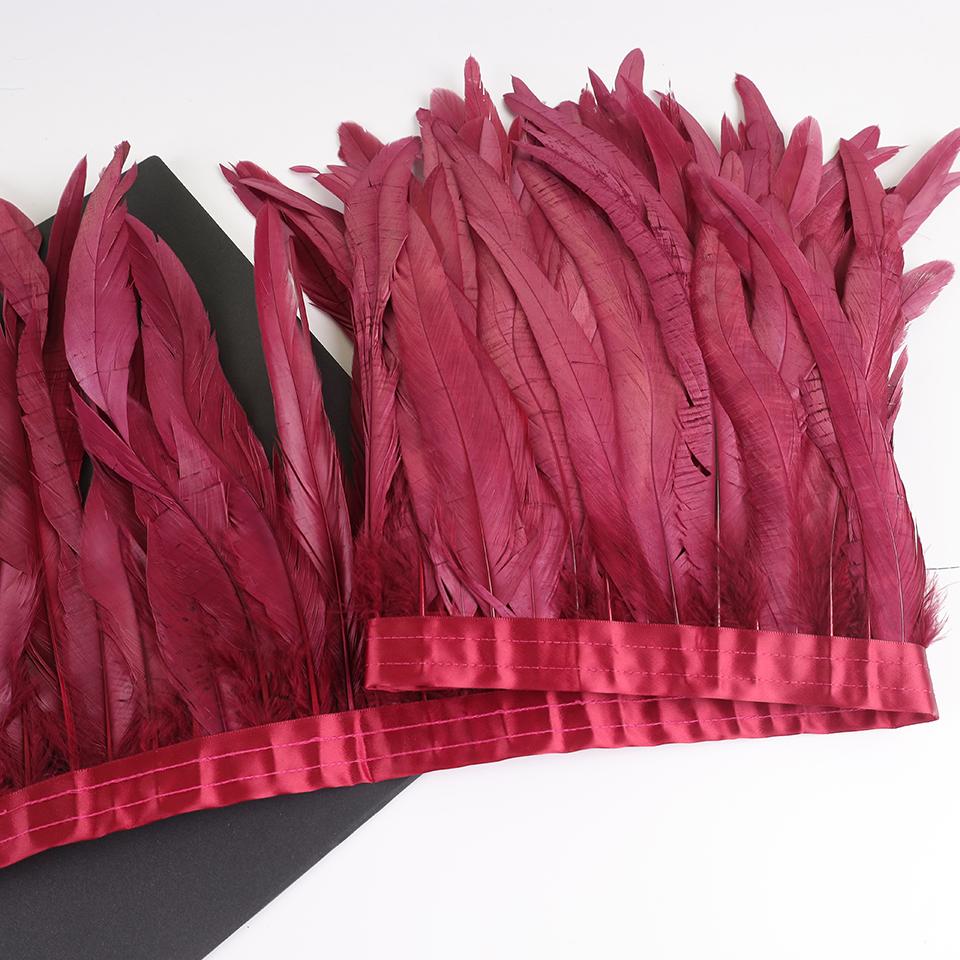 10Meters Rooster Tail Feathers Trim 25-30Cm Coque Feathers Trimming For Handiwork Crafts Carnival Dress Skirt Costumes Plumes