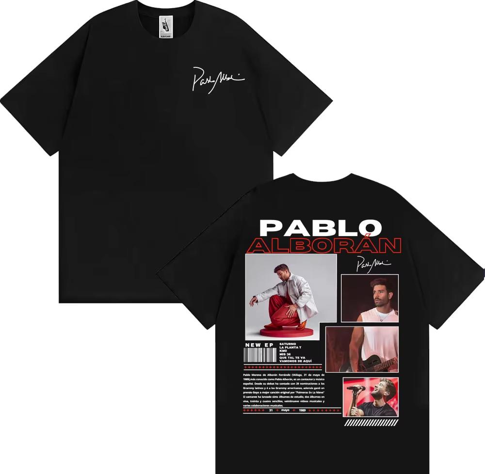 2026 Rappeur Pablo Alborán Global Tour Tshirt Hommes Femmes Harajuku Hip Hop Streetwear Coton Décontracté À Unisexches Courtes