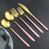 30Pcs Pink Gold Cutlery Set 304 Stainless Steel Dinnerware Set Knife Fork Coffee Spoon Flatware Set Kitchen Dinner Tableware Set