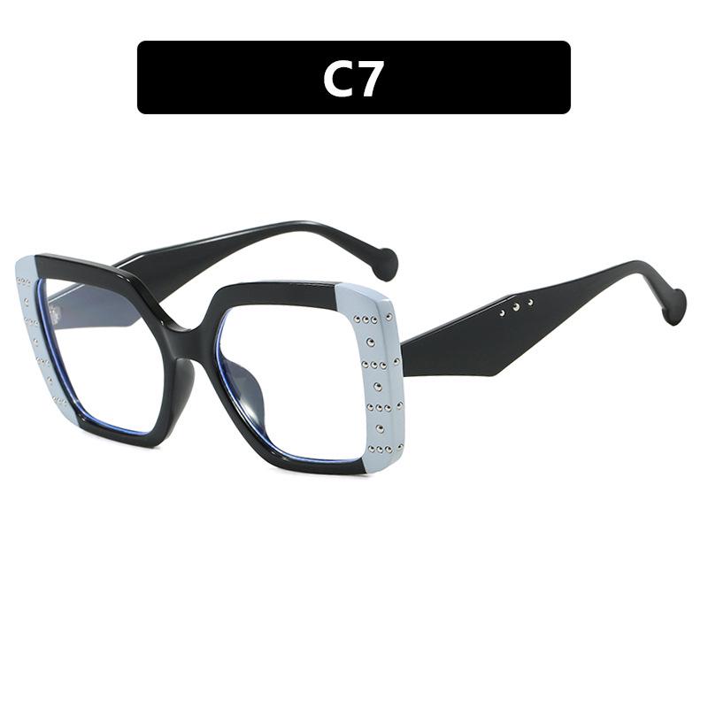 2025 Retro Matte Rivet Anti-Blue Light Glasses Frame for Women - High-End Color Block Design