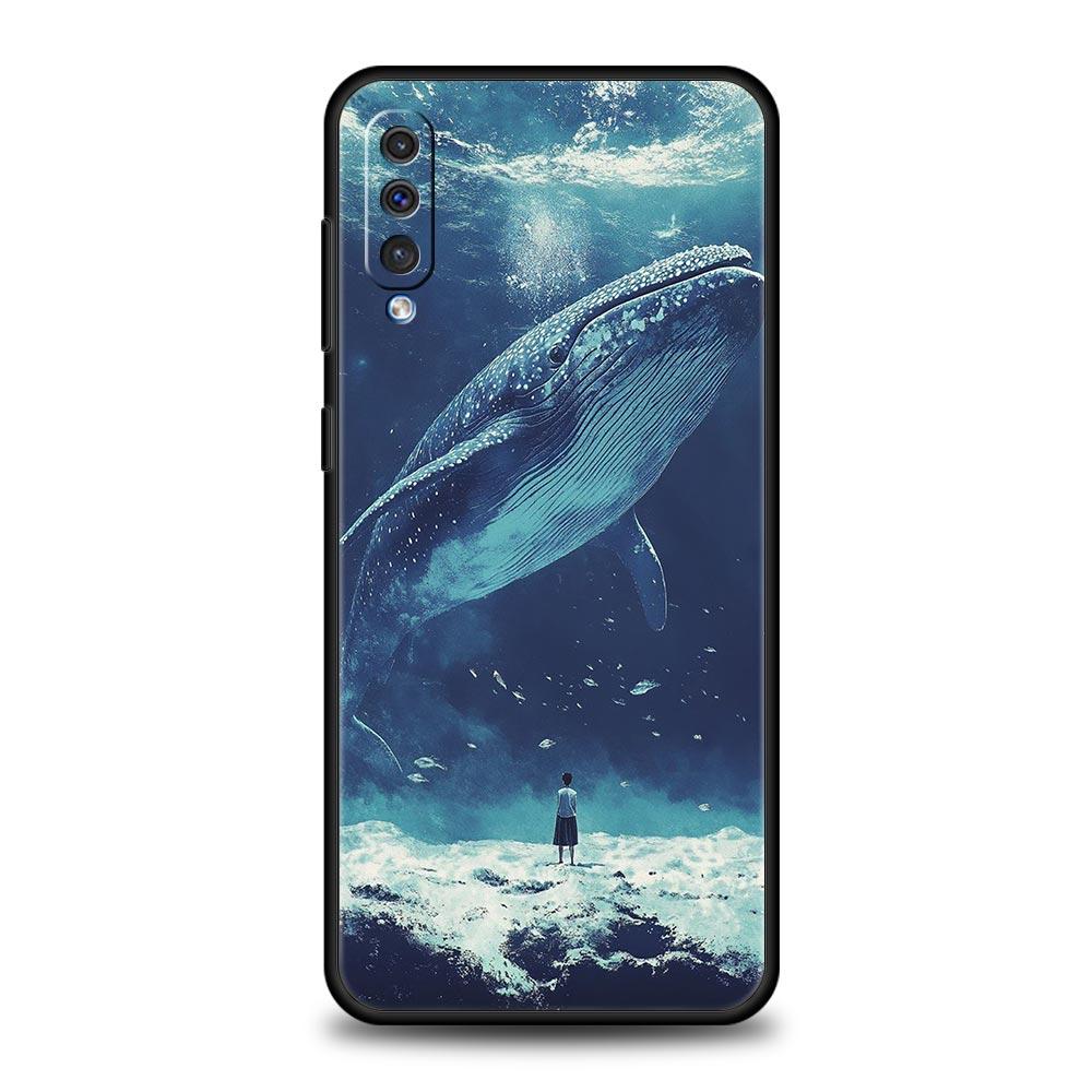Чехол Для Samsung A56 A36 A26 A54 A52 A24 A14 A50 A70 A40 A06 A12 A22 A34 A42 A32 5G A04s A16 Обложка Океан Кит Акула Плавает