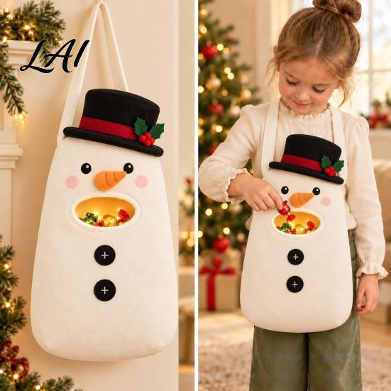 Christmas Candy Bag Bag Felt Santa Gnome Gingerbread Halter Treat Storage Tote Surprise for Kids Large Capacity Gift Packing Pouch Kids Holiday
