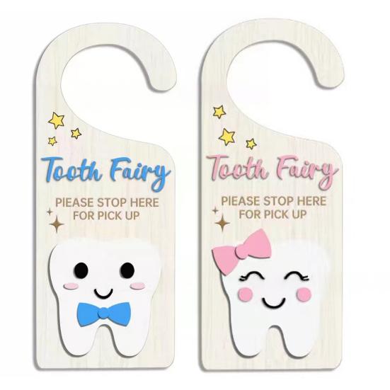 Creative Door Ornament Handle Decoration Basswood Toothbrush Reminder Encourages Dental Care Home