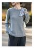 Women's Autumn Winter Wool Sweater: Gentle Style, Flowing Ribbon, Round Neck, Knit Base Layer, Loose Slimming Fit.