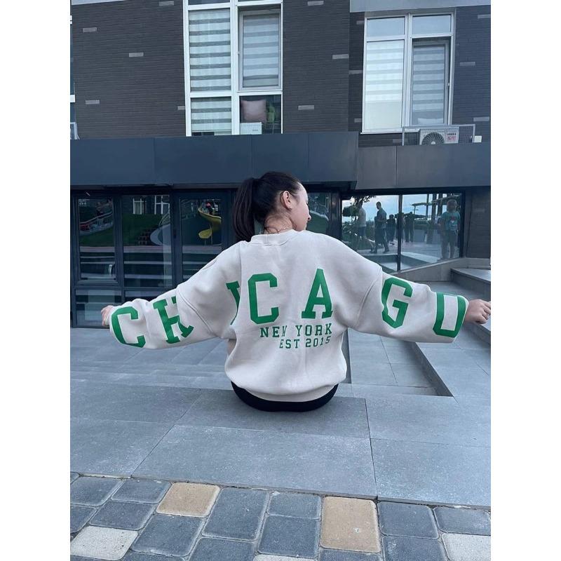 Женские свободные свитера-свитшоты в стиле гранж с принтом букв на спине, повседневные утолщенные топы с длинным рукавом, осенняя уличная одежда