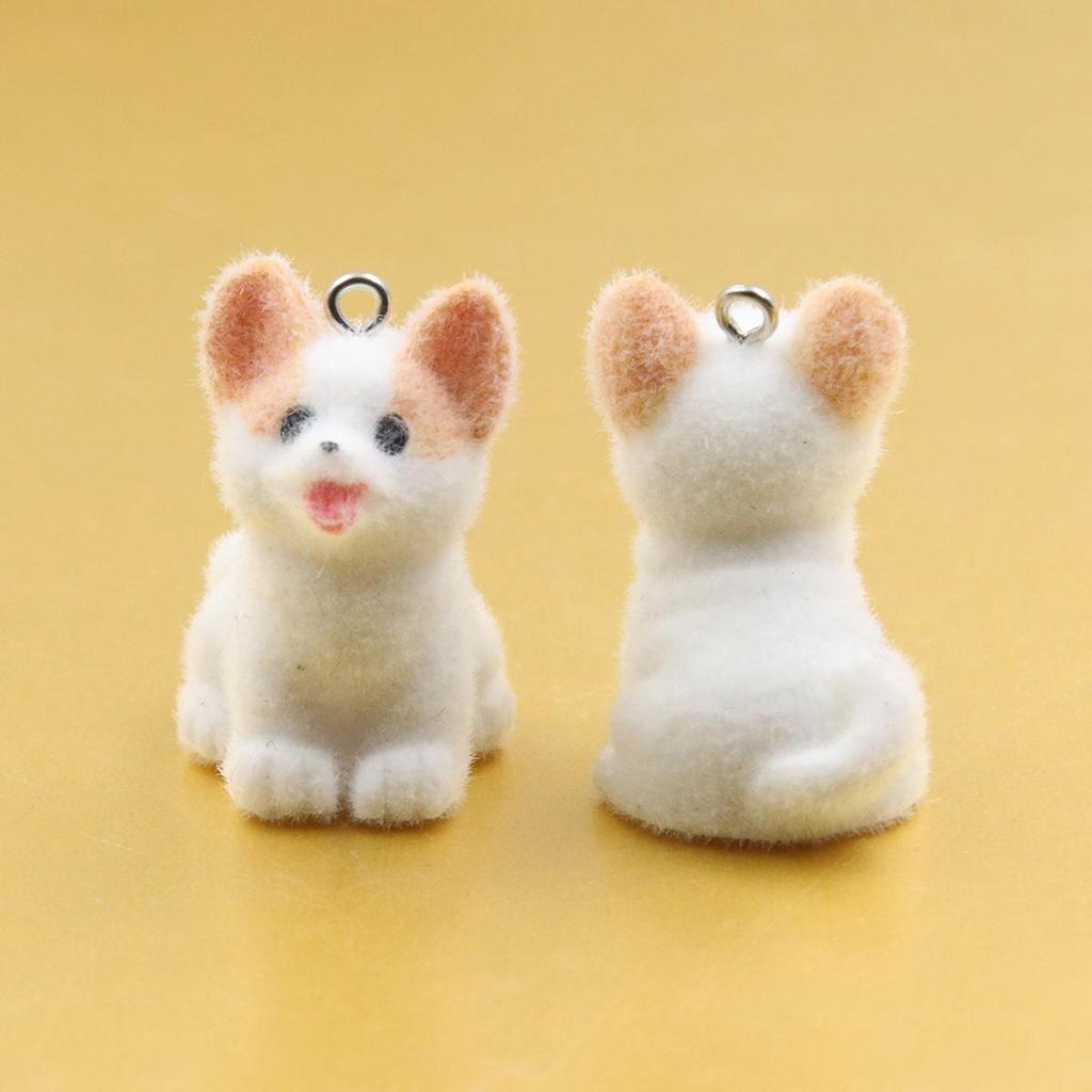DIY Флокированный 3D Подвеска Маленькая Собака: Брелок Корги, Плюшевый мишка, Кролик