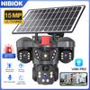 NIBIOK 4G Solar Camera HD 15MP Triple Lens V380 Pro Outdoor Camera Night Vision Waterproof Two Way Intercom Mobile Tracking CCTV