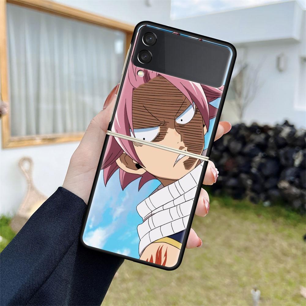 Роскошный чехол для Samsung Galaxy Z Flip 4 3 5G, черный ПК, жесткие чехлы для телефонов, модная задняя крышка ZFlip Funda FAIRY TAIL, аниме Shell Sac