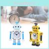 Robot Cartoon Alarm Clock Metal Casing Analog Hands Childrens Room Living Space