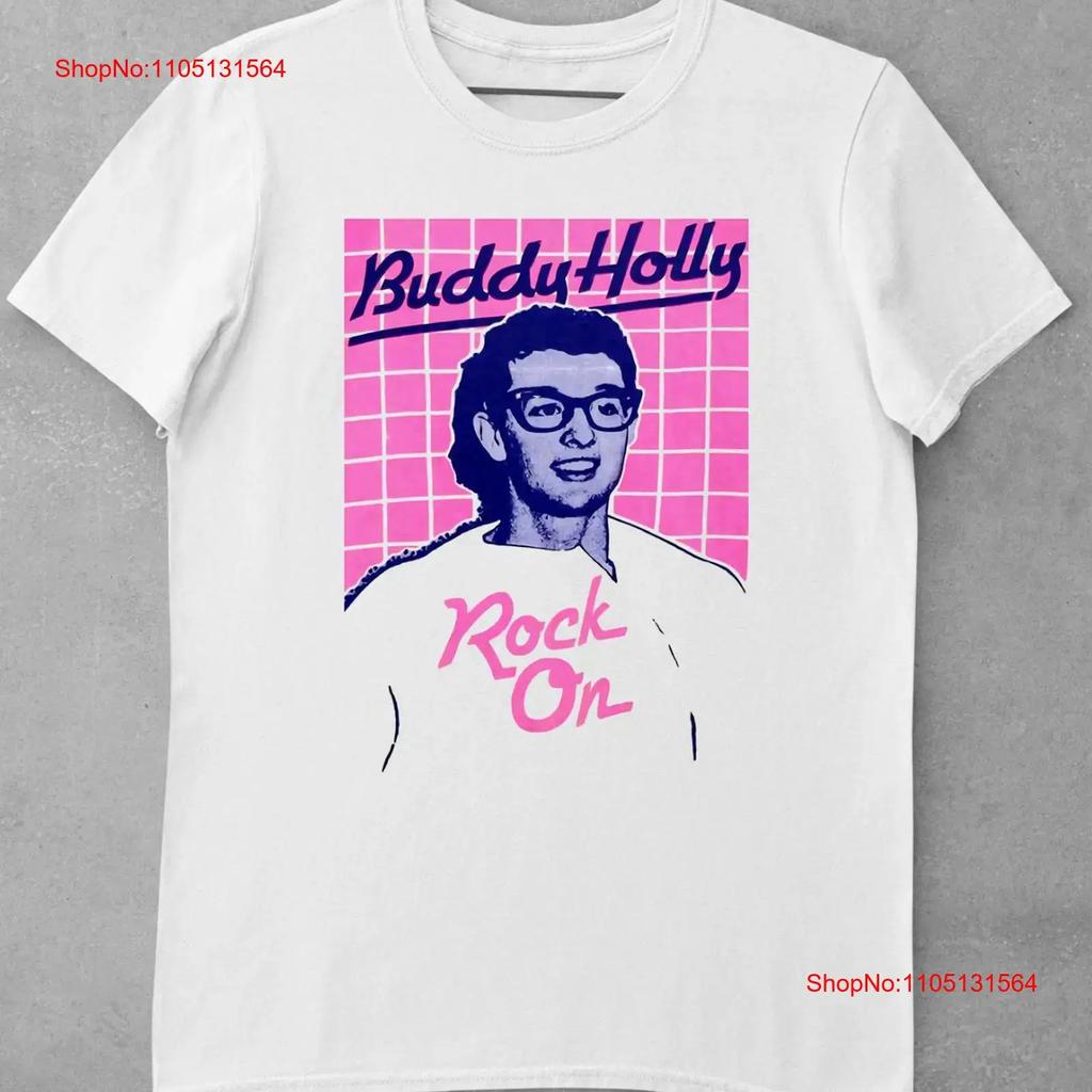 Buddy Holly T Shirt Rock On Pink Love White Full Size S 234XL vintage Washed Casual Breathable homme fashion