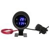 Round Digital Water Temperature Gauge LED Voltmeter DC 9V‑36V With Blue Light for Car Motorcycle ATV