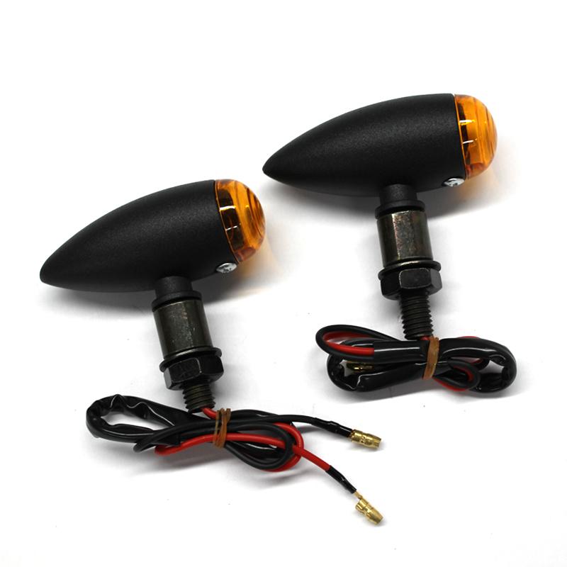 2 шт., универсальный мотоцикл, Янтарный светодиодный мини-пуля, указатели поворота, мигающие огни, лампа для Harley Cafe Racer Bobber