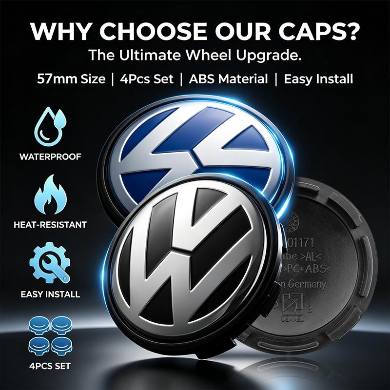 For Volkswagen JA2 4Pcs 57mm Car Wheel Center Hub Caps Rim Hubcap Cover Badge For VW Polo Golf-4 5 6 7 MK5 MK6 MK7 Tiguan Passat 3B7 601 171