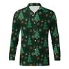 Men's Fashion Casual Christmas Print Long Sleeve Buttons Lapel Shirts Tops